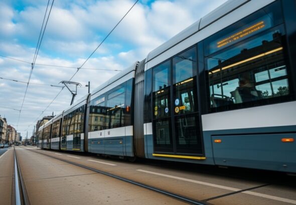 pomknie-po-szynach-niebieski-tramwaj--przez-warsza-auto-2837